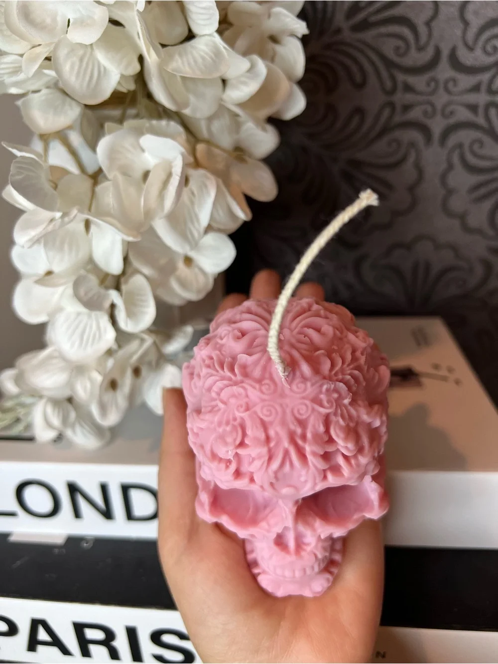 Pink Skull Decorative Candle - White Sage Lavender
